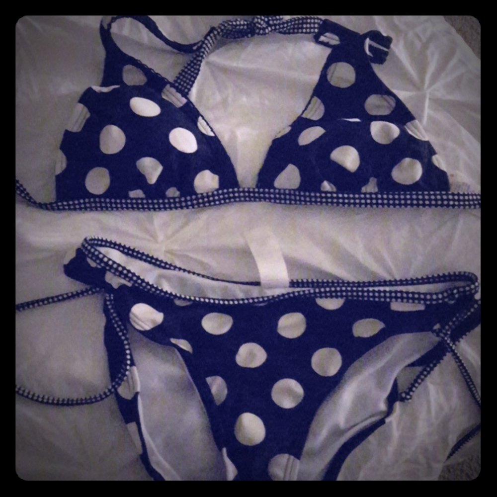 Black and white polka dot bikini